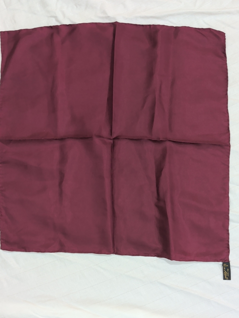 Vintage AshearMen's Burgundy Silk 19" Hand Rolled Pocket Square